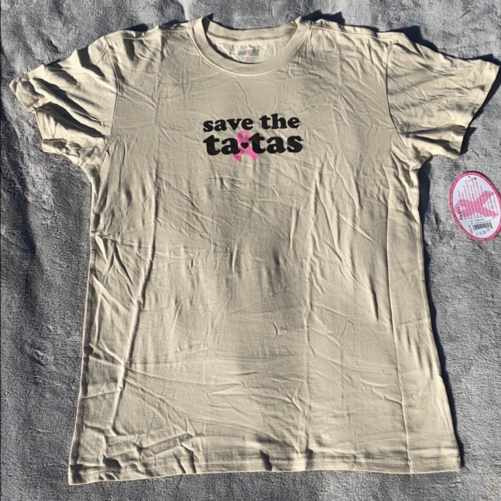Save the tatas t-shirt in tan